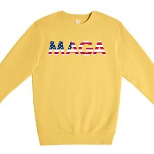 Original Trump Maga American Flag Maga America First Maga Great Gift Premium Crewneck Sweatshirt