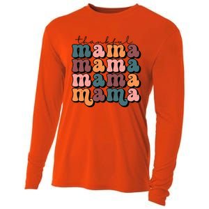 One Thankful Mama Funny Fall Autumn Thanksgiving Cooling Performance Long Sleeve Crew