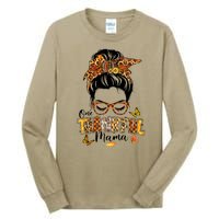 One Thankful Mama Funny Messy Bun Fall Autumn Thanksgiving Tall Long Sleeve T-Shirt