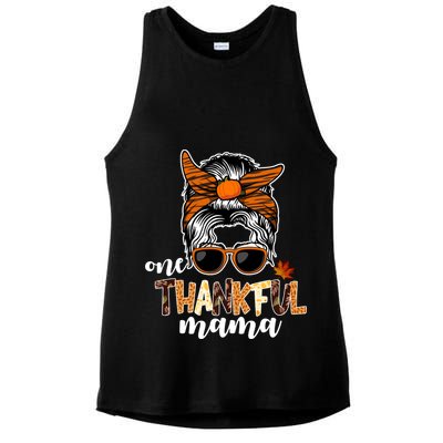 One Thankful Mama Fall Thanksgiving Festive Ladies PosiCharge Tri-Blend Wicking Tank