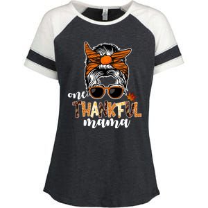 One Thankful Mama Fall Thanksgiving Festive Enza Ladies Jersey Colorblock Tee