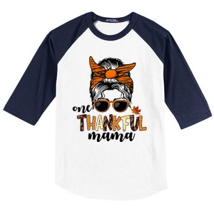 One Thankful Mama Fall Thanksgiving Festive Baseball Sleeve Shirt