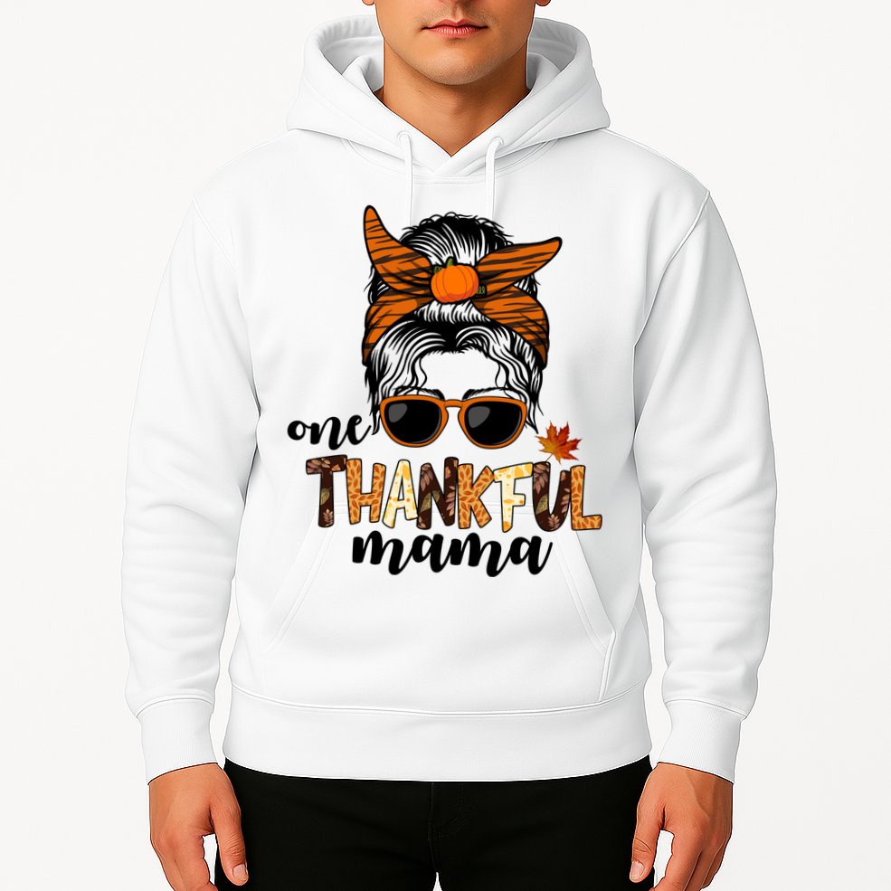 One Thankful Mama Fall Thanksgiving Festive Hoodie