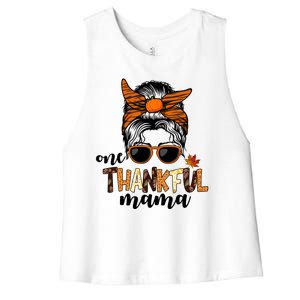 One Thankful Mama Fall Thanksgiving Festive Women's Racerback Cropped Tank