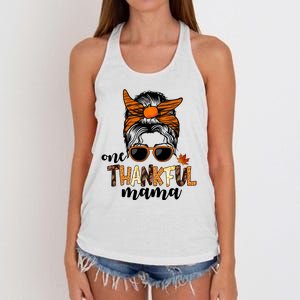 One Thankful Mama Fall Thanksgiving Festive Women's Knotted Racerback Tank