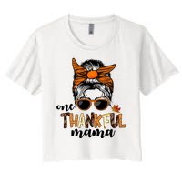 One Thankful Mama Fall Thanksgiving Festive Women's Crop Top Tee