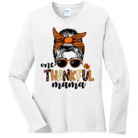 One Thankful Mama Fall Thanksgiving Festive Ladies Long Sleeve Shirt