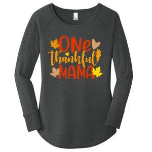 One Thankful Mama Autumn Fall Mother Thanksgiving Leaves Women's Perfect Tri Tunic Long Sleeve Shirt