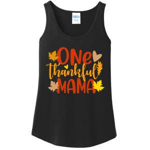 One Thankful Mama Autumn Fall Mother Thanksgiving Leaves Ladies Essential Tank