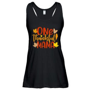 One Thankful Mama Autumn Fall Mother Thanksgiving Leaves Ladies Essential Flowy Tank