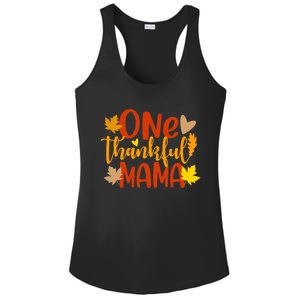 One Thankful Mama Autumn Fall Mother Thanksgiving Leaves Ladies PosiCharge Competitor Racerback Tank