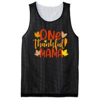 One Thankful Mama Autumn Fall Mother Thanksgiving Leaves Mesh Reversible Basketball Jersey Tank