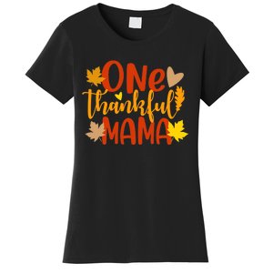 One Thankful Mama Autumn Fall Mother Thanksgiving Leaves Women's T-Shirt