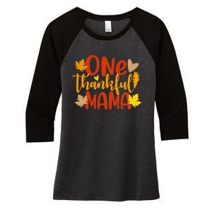 One Thankful Mama Autumn Fall Mother Thanksgiving Leaves Women's Tri-Blend 3/4-Sleeve Raglan Shirt