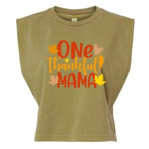 One Thankful Mama Autumn Fall Mother Thanksgiving Leaves Garment-Dyed Women's Muscle Tee