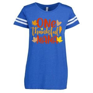 One Thankful Mama Autumn Fall Mother Thanksgiving Leaves Enza Ladies Jersey Football T-Shirt