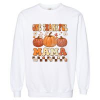 One Thankful Mama Retro Groovy Thanksgiving Autumn Fall Garment-Dyed Sweatshirt