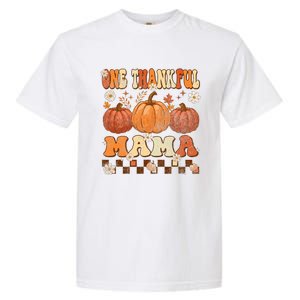 One Thankful Mama Retro Groovy Thanksgiving Autumn Fall Garment-Dyed Heavyweight T-Shirt