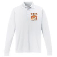 One Thankful Mama Retro Groovy Thanksgiving Autumn Fall Performance Long Sleeve Polo