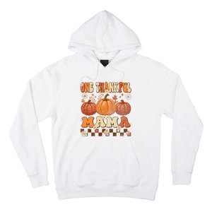 One Thankful Mama Retro Groovy Thanksgiving Autumn Fall Hoodie