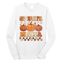 One Thankful Mama Retro Groovy Thanksgiving Autumn Fall Long Sleeve Shirt