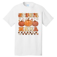 One Thankful Mama Retro Groovy Thanksgiving Autumn Fall Tall T-Shirt