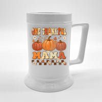 One Thankful Mama Retro Groovy Thanksgiving Autumn Fall Beer Stein