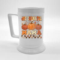 One Thankful Mama Retro Groovy Thanksgiving Autumn Fall Beer Stein