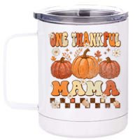 One Thankful Mama Retro Groovy Thanksgiving Autumn Fall 12 oz Stainless Steel Tumbler Cup