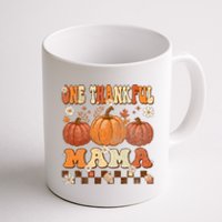 One Thankful Mama Retro Groovy Thanksgiving Autumn Fall Coffee Mug