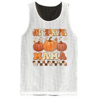 One Thankful Mama Retro Groovy Thanksgiving Autumn Fall Mesh Reversible Basketball Jersey Tank