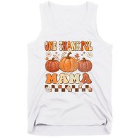 One Thankful Mama Retro Groovy Thanksgiving Autumn Fall Tank Top