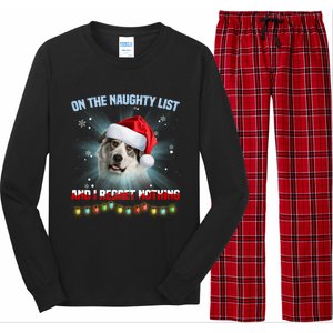 On The Naughty List And Great Pyrenees Santa Hat Christmas Gift Long Sleeve Pajama Set