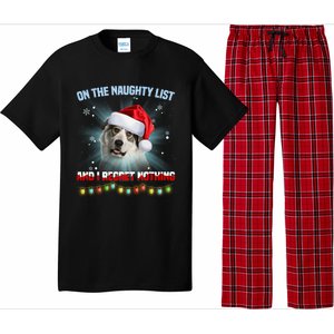 On The Naughty List And Great Pyrenees Santa Hat Christmas Gift Pajama Set