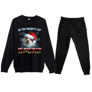 On The Naughty List And Great Pyrenees Santa Hat Christmas Gift Premium Crewneck Sweatsuit Set