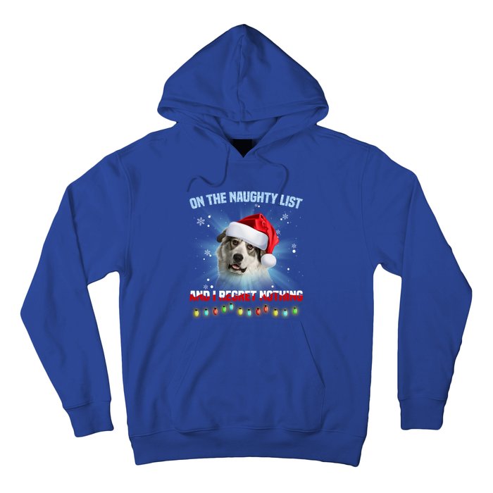 On The Naughty List And Great Pyrenees Santa Hat Christmas Gift Hoodie