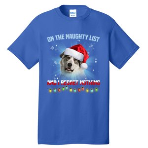 On The Naughty List And Great Pyrenees Santa Hat Christmas Gift Tall T-Shirt