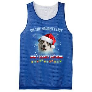 On The Naughty List And Great Pyrenees Santa Hat Christmas Gift Mesh Reversible Basketball Jersey Tank