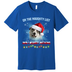 On The Naughty List And Great Pyrenees Santa Hat Christmas Gift Premium T-Shirt