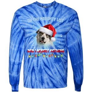 On The Naughty List And Great Pyrenees Santa Hat Christmas Gift Tie-Dye Long Sleeve Shirt