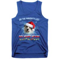 On The Naughty List And Great Pyrenees Santa Hat Christmas Gift Tank Top