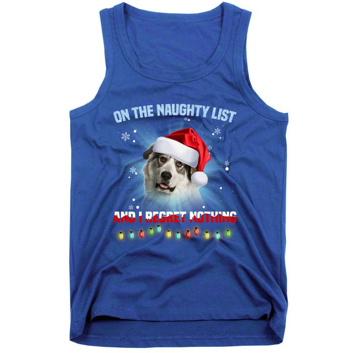 On The Naughty List And Great Pyrenees Santa Hat Christmas Gift Tank Top