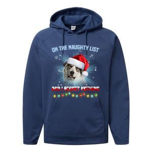 On The Naughty List And Great Pyrenees Santa Hat Christmas Gift Performance Fleece Hoodie