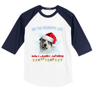 On The Naughty List And Great Pyrenees Santa Hat Christmas Gift Baseball Sleeve Shirt