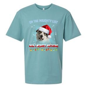 On The Naughty List And Great Pyrenees Santa Hat Christmas Gift Sueded Cloud Jersey T-Shirt