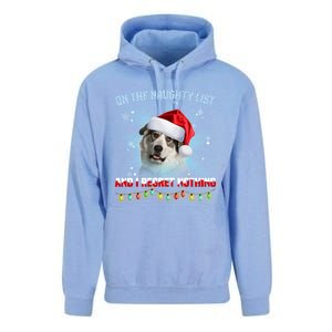 On The Naughty List And Great Pyrenees Santa Hat Christmas Gift Unisex Surf Hoodie