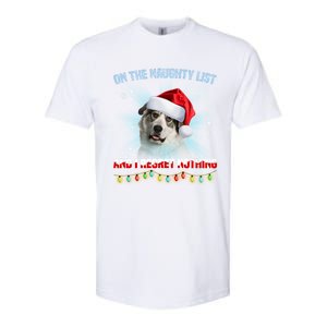 On The Naughty List And Great Pyrenees Santa Hat Christmas Gift Softstyle CVC T-Shirt