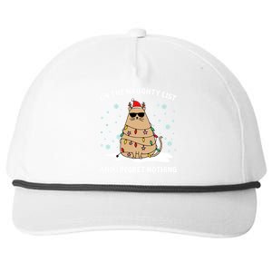 On The Naughty List And I Regret Nothing Cat Christmas Light Gift Snapback Five-Panel Rope Hat