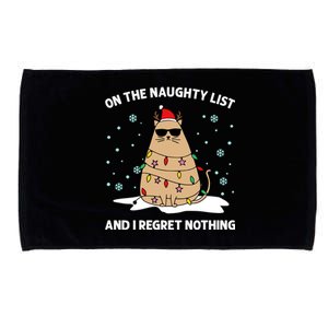 On The Naughty List And I Regret Nothing Cat Christmas Light Gift Microfiber Hand Towel