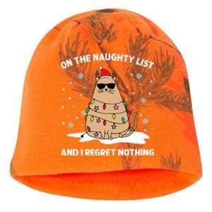 On The Naughty List And I Regret Nothing Cat Christmas Light Gift Kati - Camo Knit Beanie